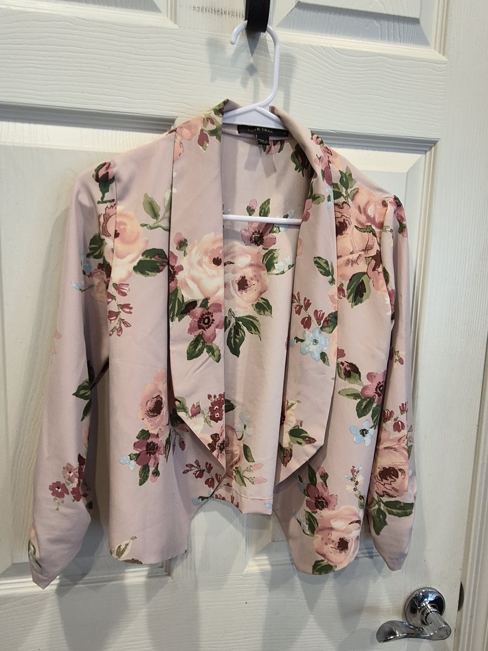 5/25 Love Tree Blush Pink Floral Open-Front Blazer Jacket